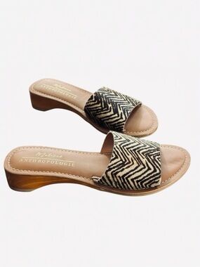 Anthropologie NWOT Matisse Havana Zebra Ponyhair Leather Slide Sandals Size 6